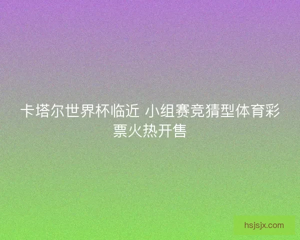 卡塔尔世界杯临近 小组赛竞猜型体育彩票火热开售